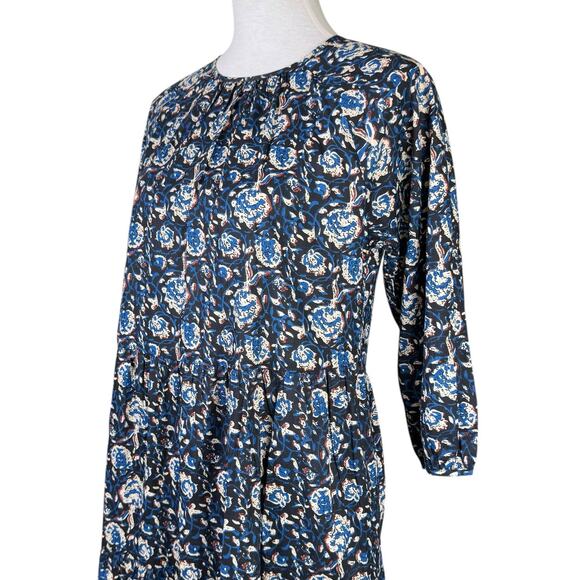 DRA Los Angeles NWOT Blue Black Floral Midi Fit & Flare Cotton Dress - Picture 7 of 13